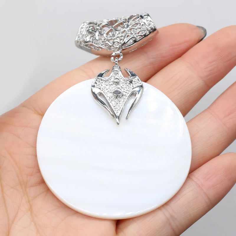 5PCS Natural Shell Round Pendant for Jewelry Making DIY Necklace Earrings