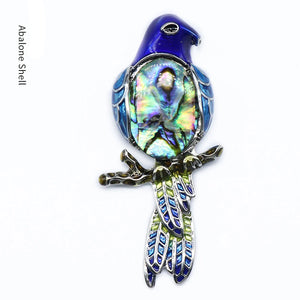 5PCS Natural Stone Abalone Rose Quartz Parrot Brooch Pendant