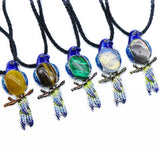 5PCS Natural Stone Abalone Rose Quartz Parrot Brooch Pendant