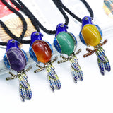 5PCS Natural Stone Abalone Rose Quartz Parrot Brooch Pendant