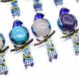 5PCS Natural Stone Abalone Rose Quartz Parrot Brooch Pendant