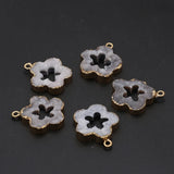 5PCS Natural Stone Grey Flower Pendant