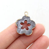 5PCS Natural Stone Grey Flower Pendant