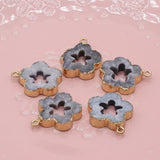 5PCS Natural Stone Grey Flower Pendant