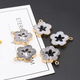 5PCS Natural Stone Grey Flower Pendant