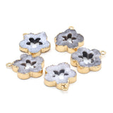 5PCS Natural Stone Grey Flower Pendant