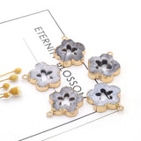 5PCS Natural Stone Grey Flower Pendant