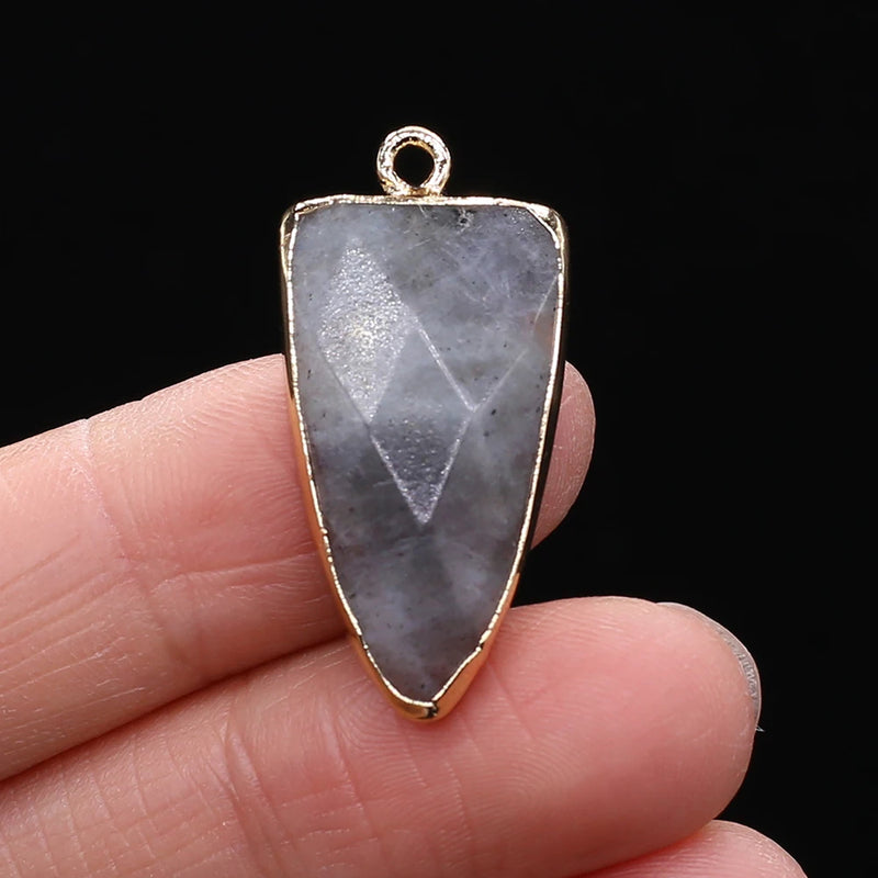 6PCS Labradorite Triangle Pendants for DIY Necklace Making