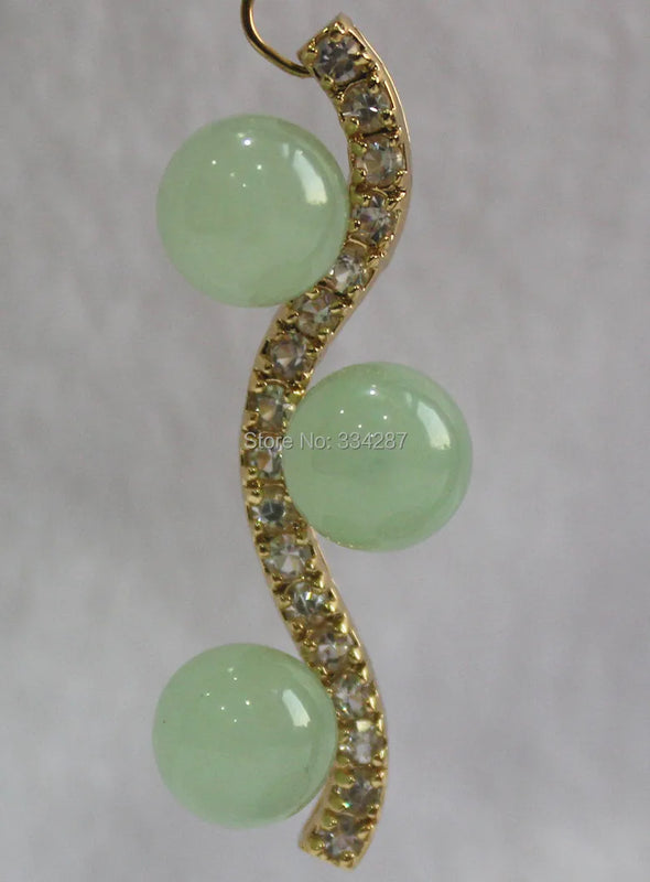 10MM Light Green Jade 47MM Length Pendant Necklace Jewelry Gift