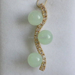 10MM Light Green Jade 47MM Length Pendant Necklace Jewelry Gift