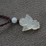 Clear Agate Carved Angel Lucky Amulet Pendant Necklace Fine Jade Jewelry