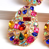 Colorful Crystals Drop Earrings Jewelry for Women Rhinestone Pendientes Bijoux