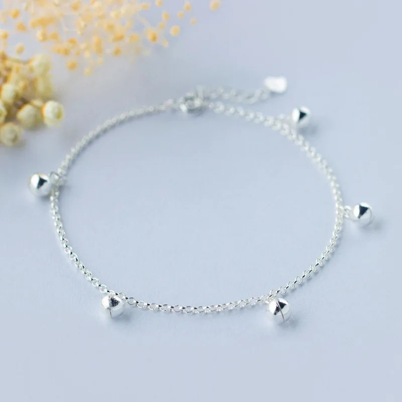 925 Sterling Silver Jingle Bell Anklet Bracelet Charms C-GTLS394