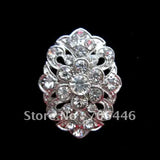 Silver Plated Rhinestone Flower Pin Brooch for Wedding Invitation