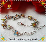 Metal Heart Beads Catholic Bracelet, Religious Bracelets with Saint Sticker