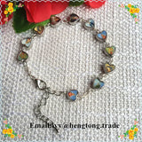 Metal Heart Beads Catholic Bracelet, Religious Bracelets with Saint Sticker