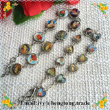 Wholesale Metal Round Beads Catholic Bracelet with Double Side Epoxy Saint Icons