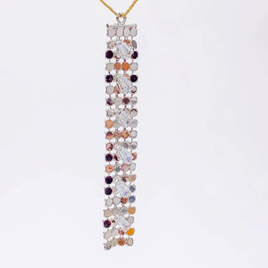 White K Plated Rhinestone Eardrop Tassel Pendant Earring Accessories
