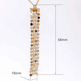 White K Plated Rhinestone Eardrop Tassel Pendant Earring Accessories