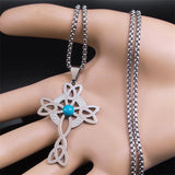 Wicca Celtic Knot Cross Necklace Silver Stainless Steel Witch Jewelry