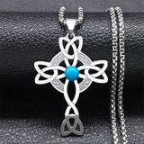 Wicca Celtic Knot Cross Necklace Silver Stainless Steel Witch Jewelry