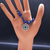 Wicca Lapis Lazuli Stone Choker Bracelet B1714S04