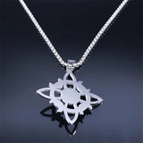 Wicca Witch Knot Moon Necklace Silver Stainless Steel Witchcraft Amulet