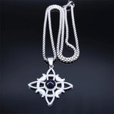Wicca Witch Knot Moon Necklace Silver Stainless Steel Witchcraft Amulet