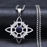 Wicca Witch Knot Moon Necklace Silver Stainless Steel Witchcraft Amulet