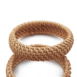 Wicker Rattan Bangles Beachy Natural Woven Bracelets Wooden Chunky Cuff