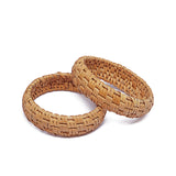 Wicker Rattan Bangles Beachy Natural Woven Bracelets Wooden Chunky Cuff