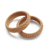 Wicker Rattan Bangles Beachy Natural Woven Bracelets Wooden Chunky Cuff