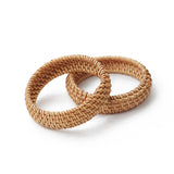 Wicker Rattan Bangles Beachy Natural Woven Bracelets Wooden Chunky Cuff