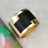 Alloy Bangle Bracelet Punk Leather Chunky Bracelets Women
