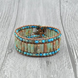 Boho Stone Leather Wrap Bracelet