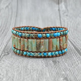 Boho Stone Leather Wrap Bracelet