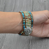 Boho Stone Leather Wrap Bracelet