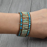 Boho Stone Leather Wrap Bracelet