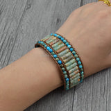 Boho Stone Leather Wrap Bracelet