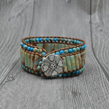 Boho Stone Leather Wrap Bracelet