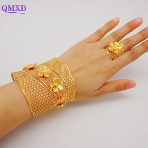 Wide Bracelet Bangles & Ring For Women Dubai African Adjustable Cuff Bracelet