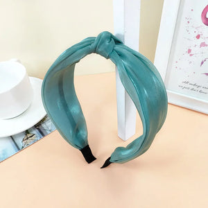 Bright Silk Yarn Headband Cross Hair Knot Hairpin Girl Headwear