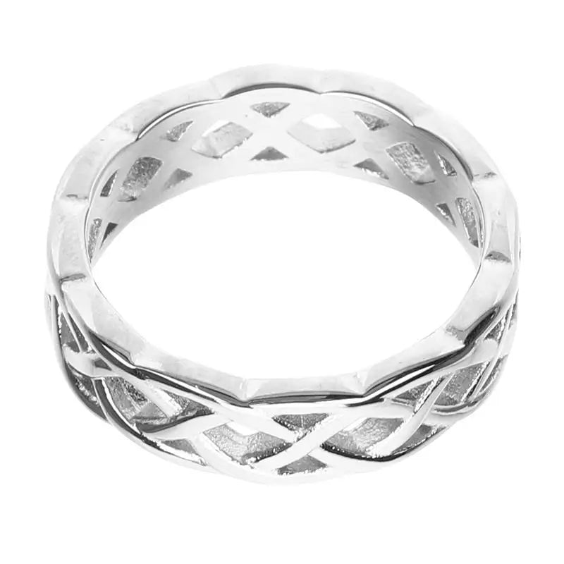 Wide Celtic Knot Ring Stainless Steel Eternity Wedding Band Hollow