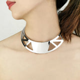 Geometric Hollow Collar Choker Necklace Statement Bib Rigid Choker