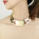 Geometric Hollow Collar Choker Necklace Statement Bib Rigid Choker