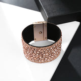 Wide Leather Crystal Bracelets for Women - Party Jewelry