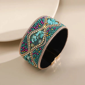 Bohemian Leather Bracelet with Magnetic Clasp
