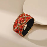 Bohemian Leather Bracelet with Magnetic Clasp