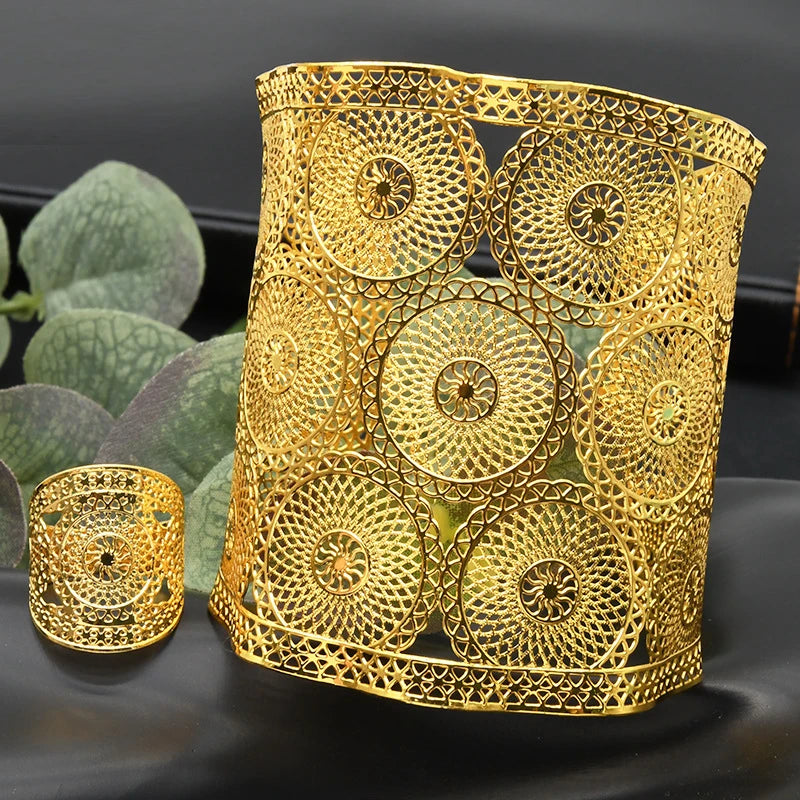 Wide Bridal Dubai Bangles for Women African Ethiopian Cuff Bracelets