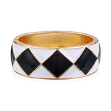 Wide Oil Drop Square Pattern Arm Bracelet Cuff Bangles